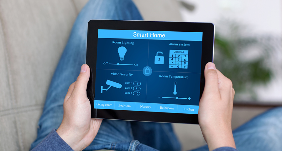 The ability to access and control security components from a mobile device is one of the top smart home trends in Wichita. Close-up of smart home security app.